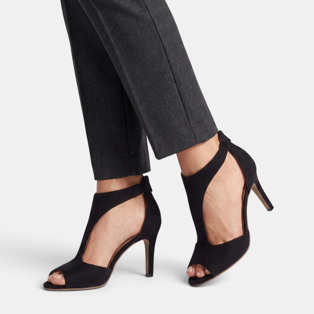 Women's Heeled Sandals with Ankle Strap and Open Toe