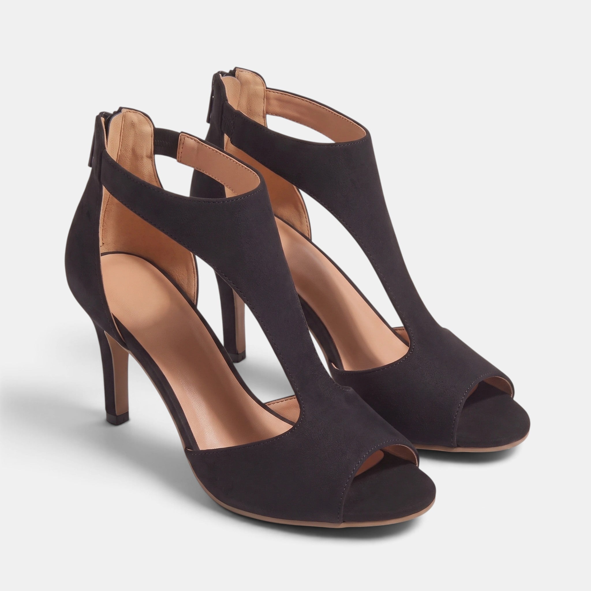 Women's Heeled Sandals with Ankle Strap and Open Toe
