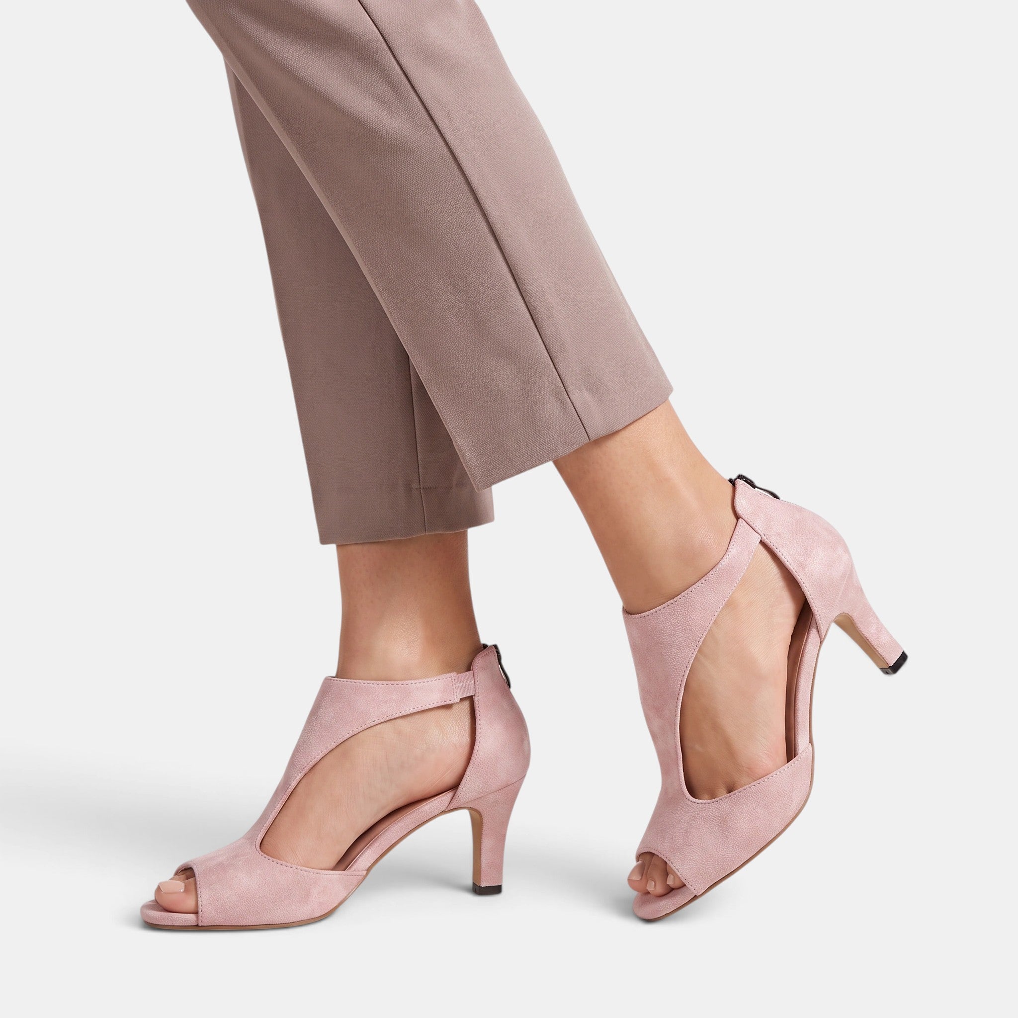 Women's Heeled Sandals with Ankle Strap and Open Toe