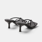 Women's Heeled Sandals with Knot Strap and Square Toe