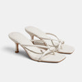 Women's Heeled Sandals with Knot Strap and Square Toe