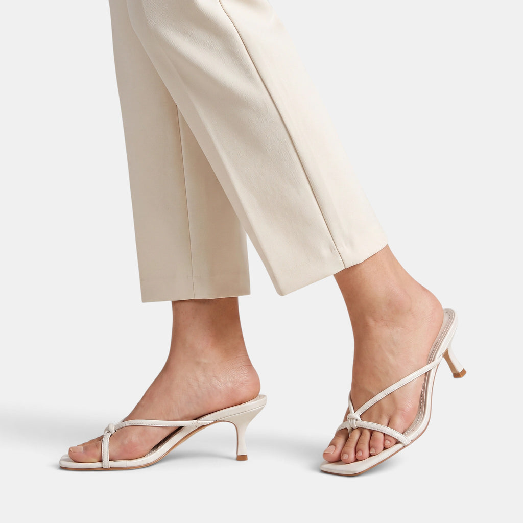 Women's Heeled Sandals with Knot Strap and Square Toe