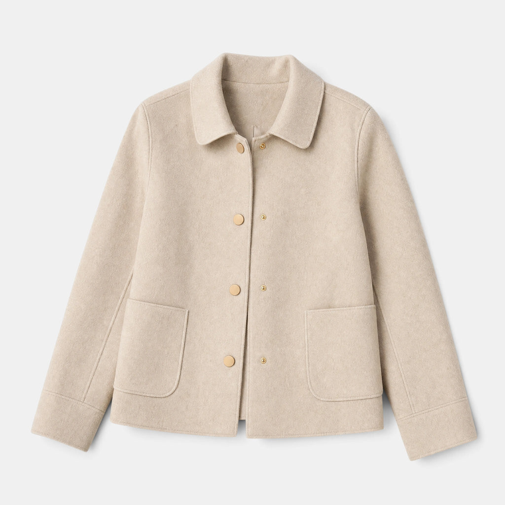 Women's Jacket with Button Front, Collar and Patch Pockets