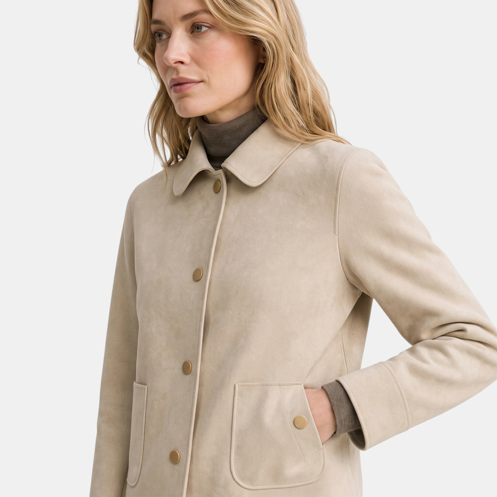 Women's Jacket with Button Front, Collar and Patch Pockets
