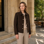 Women's Jacket with Button Front, Collar and Patch Pockets
