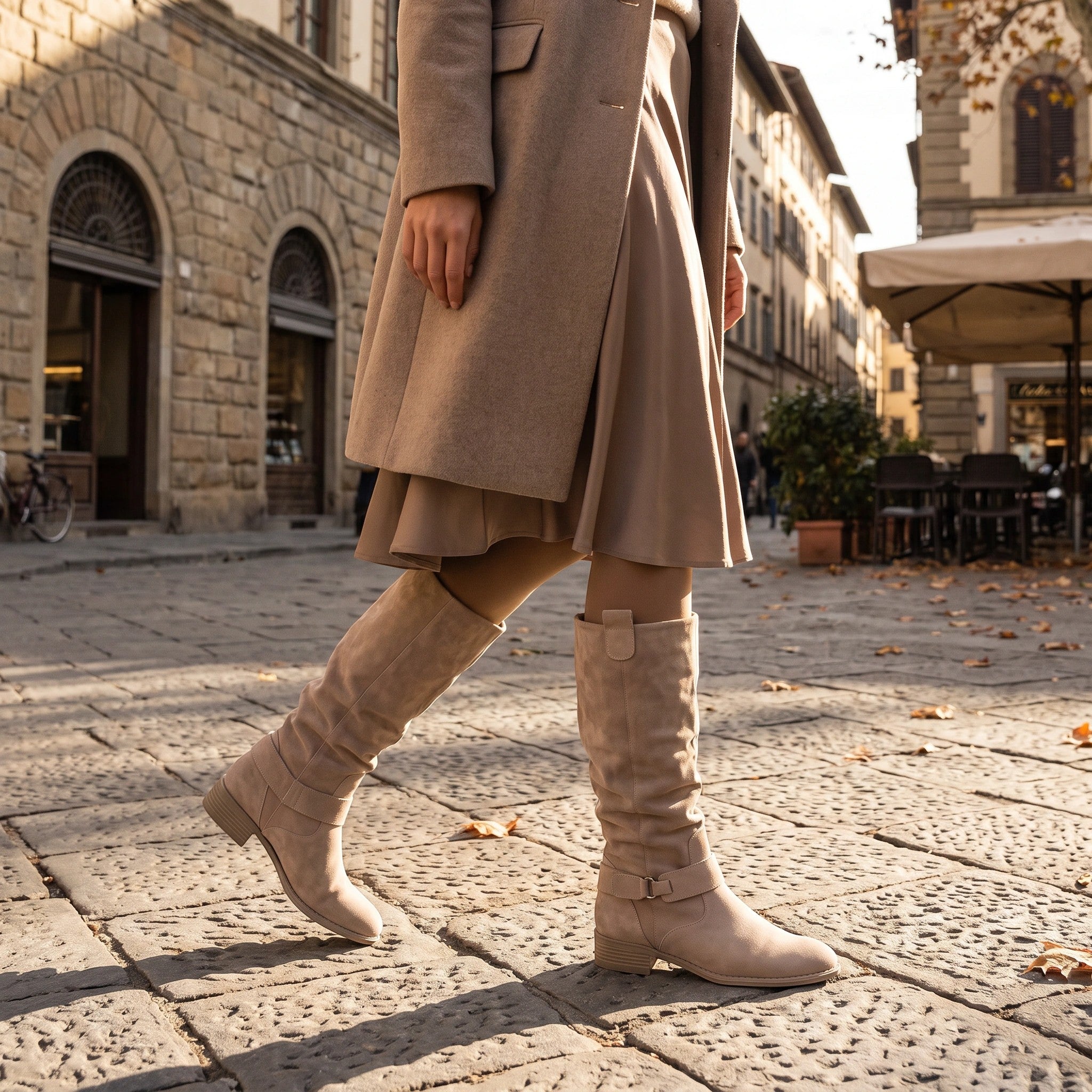 Women's Knee High Boots with Side Zip and Round Toe