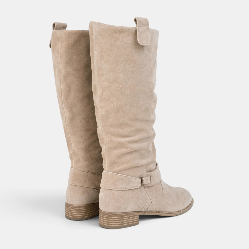 Women's Knee High Boots with Side Zip and Round Toe