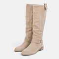 Women's Knee High Boots with Side Zip and Round Toe