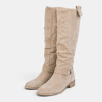 Women's Knee High Boots with Side Zip and Round Toe