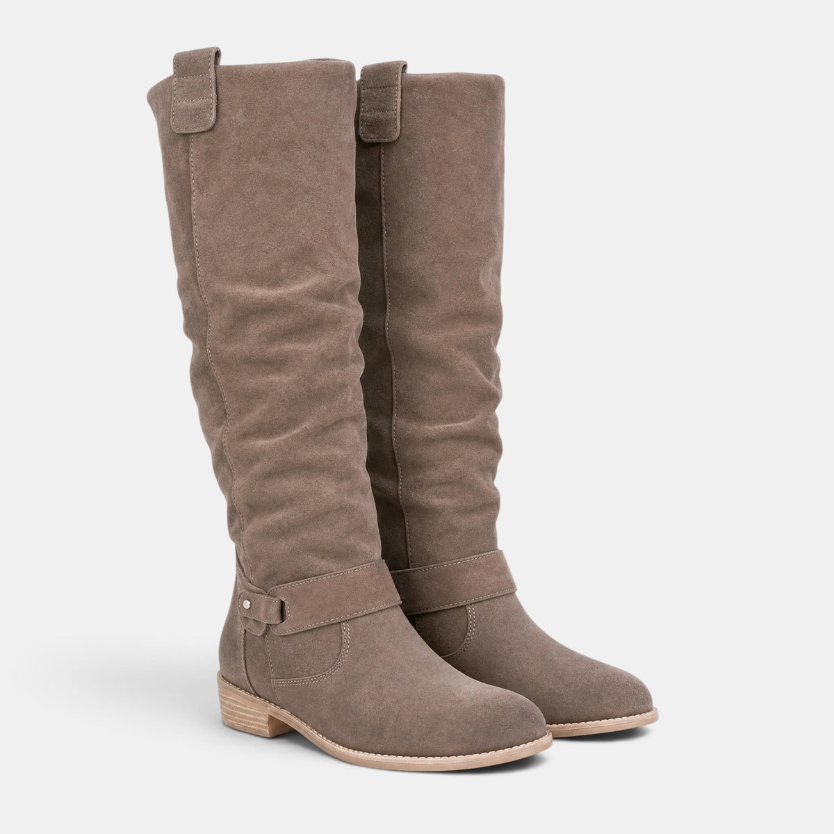 Women's Knee High Boots with Side Zip and Round Toe