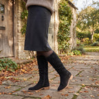 Women's Knee High Boots with Side Zip and Round Toe