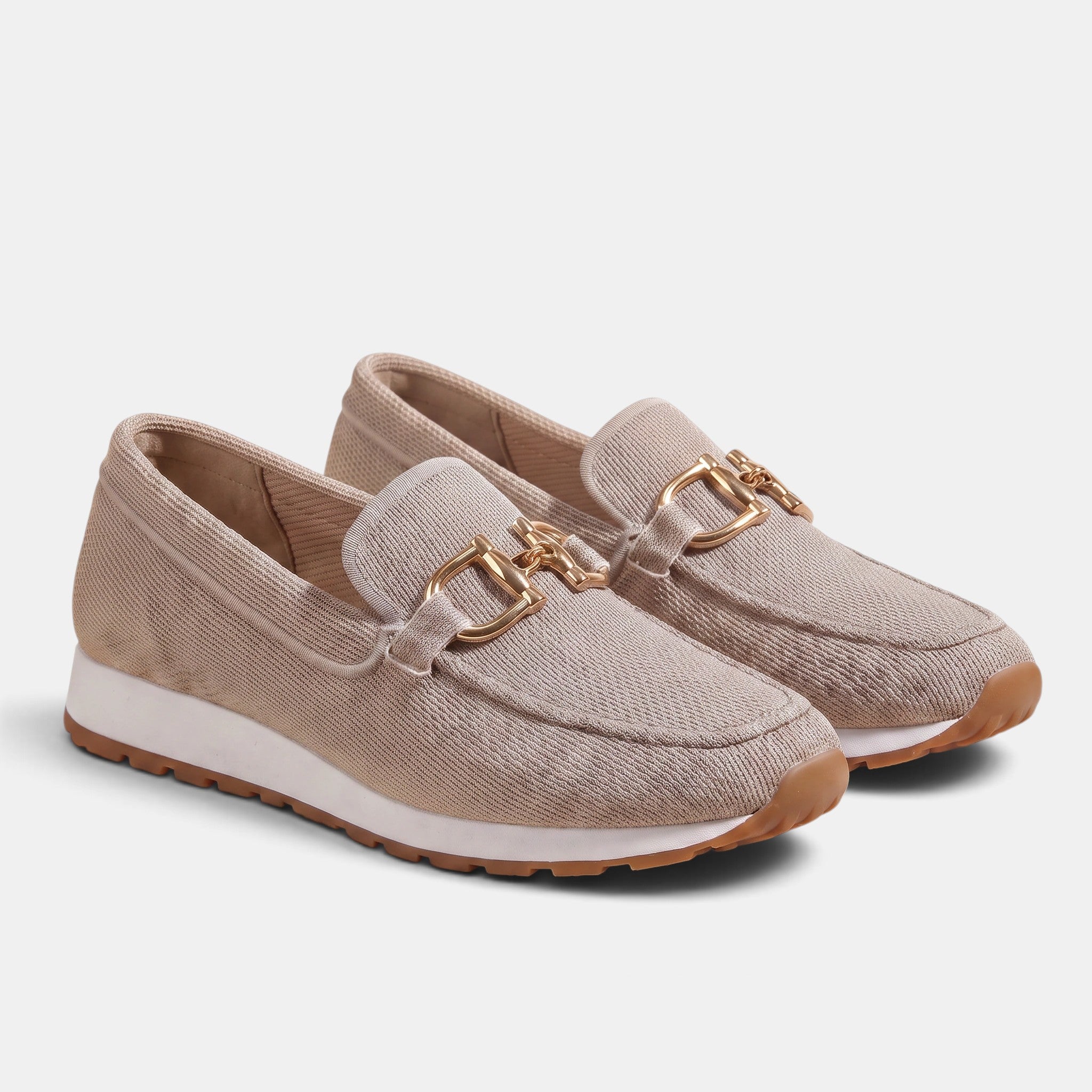 Women's Loafers with Slip On Design and Buckle Detail