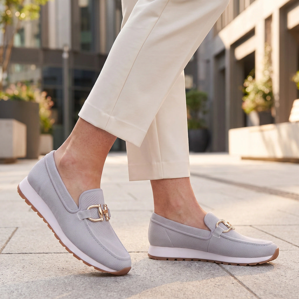 Women's Loafers with Slip On Design and Buckle Detail