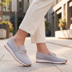 Women's Loafers with Slip On Design and Buckle Detail