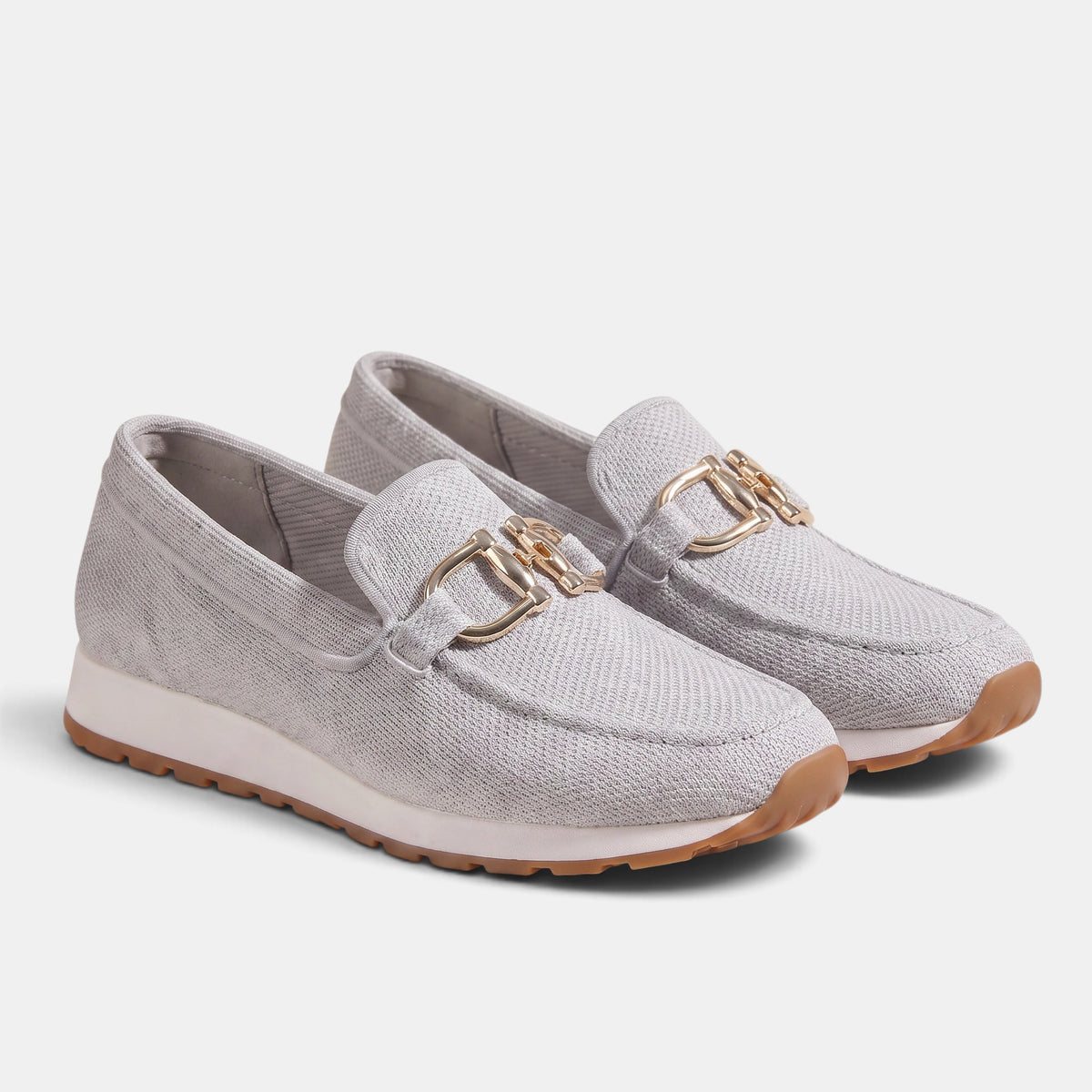 Women's Loafers with Slip On Design and Buckle Detail