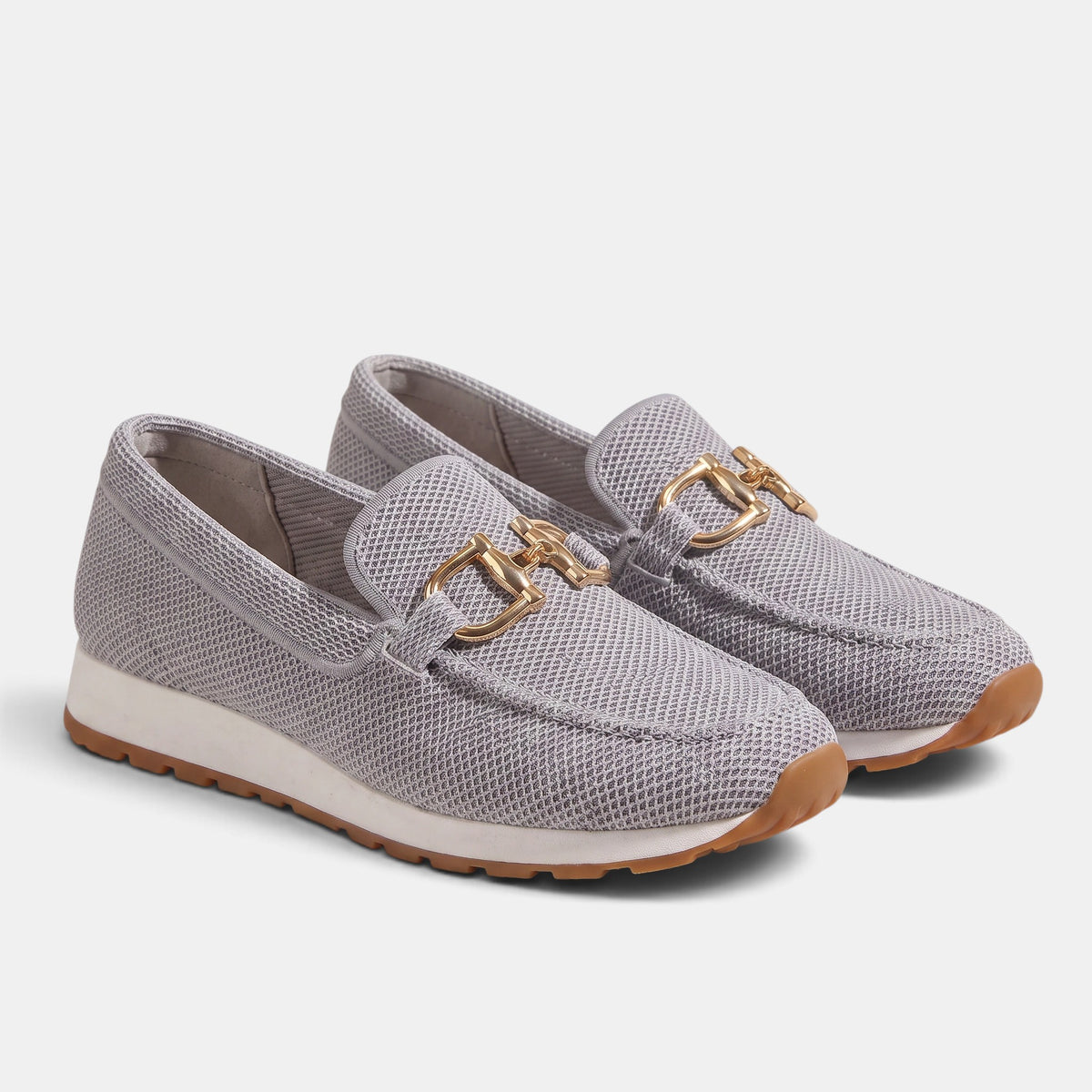 Women's Loafers with Slip On Design and Buckle Detail