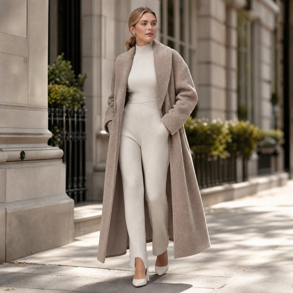 Women's Long Coat with Oversized Fit and Open Front Design