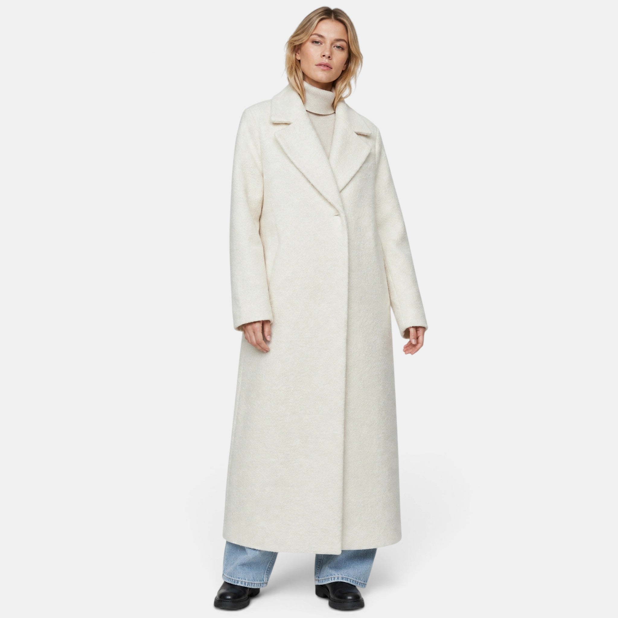 Women's Long Coat with Oversized Fit and Open Front Design
