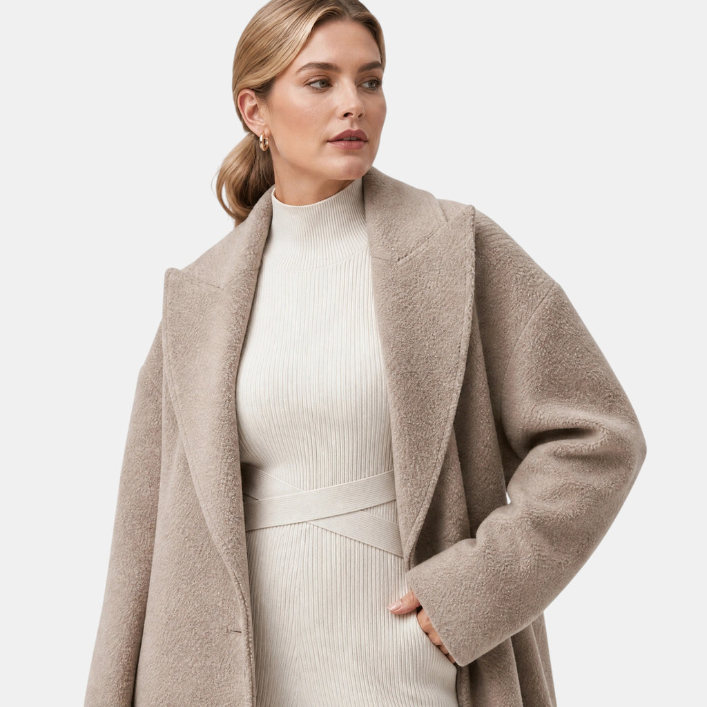 Women's Long Coat with Oversized Fit and Open Front Design