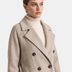 Women's Longline Coat with Double Breasted Button Front and Notch Lapel