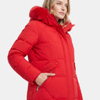 Women's Longline Puffer Coat with Hood and Zip Front