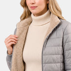 Women's Longline Puffer Jacket with Hood and Zip Front