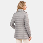 Women's Longline Puffer Jacket with Hood and Zip Front