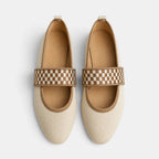 Women's Mary Jane Flats with Pointed Toe and Elastic Strap