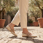 Women's Mary Jane Flats with Pointed Toe and Elastic Strap