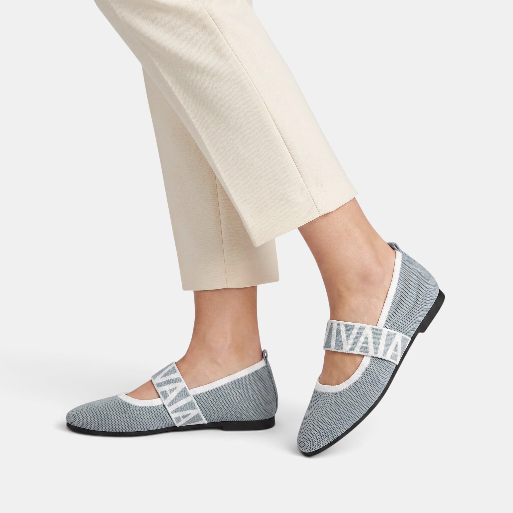 Women's Mary Jane Flats with Pointed Toe and Elastic Strap