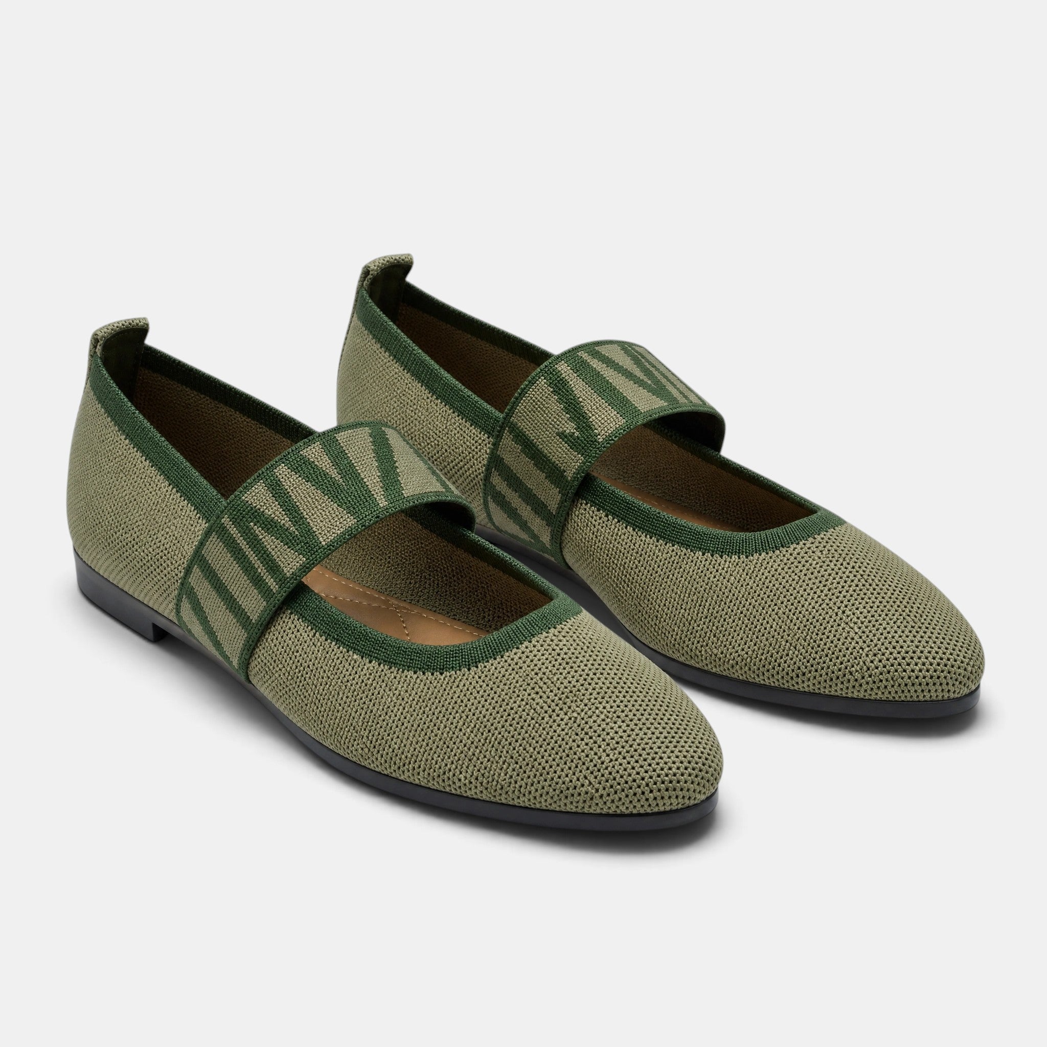 Women's Mary Jane Flats with Pointed Toe and Elastic Strap