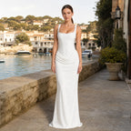 Women's Maxi Dress with Corset Bodice, Square Neckline and Draped Waist