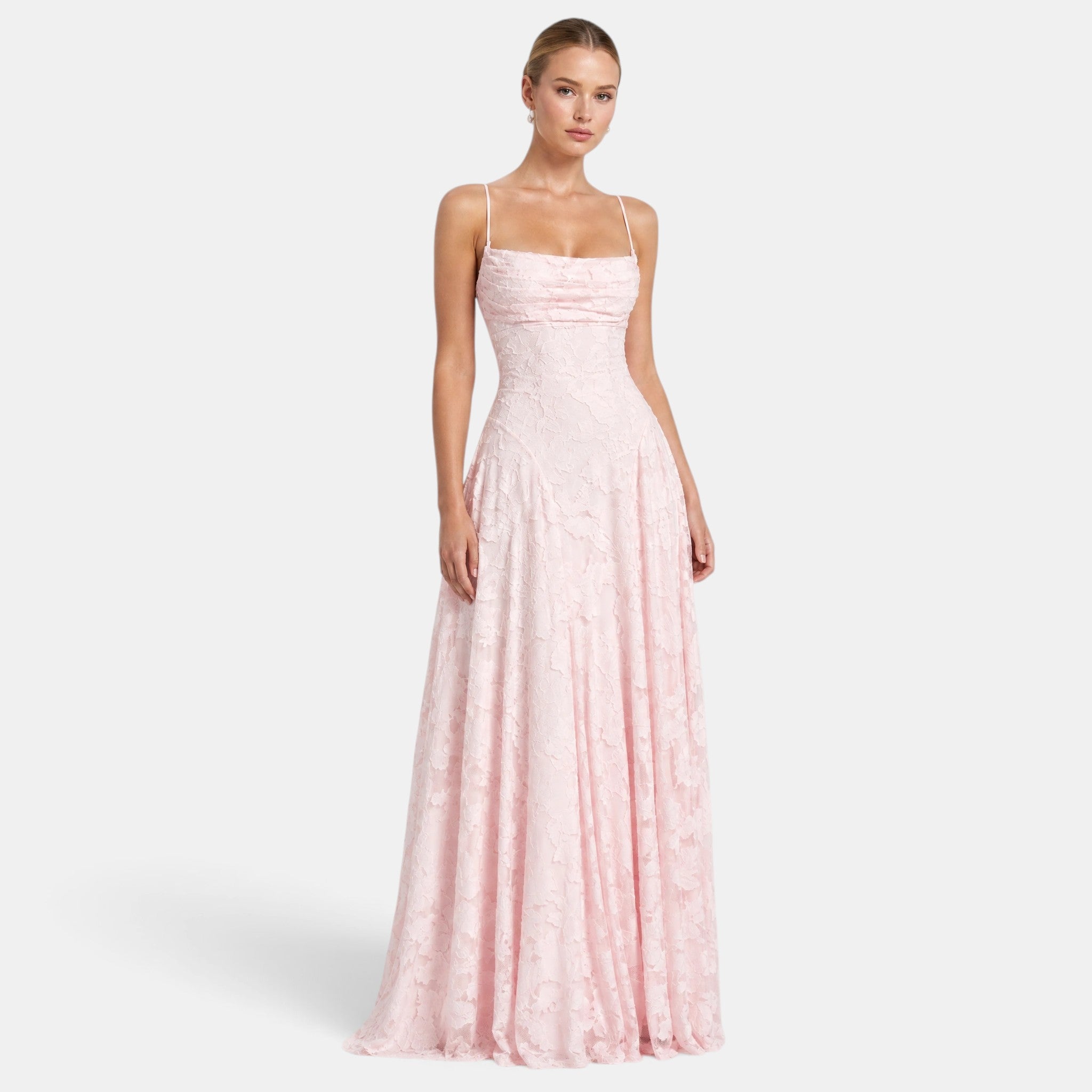Women's Maxi Dress with Ruched Bodice and Spaghetti Straps