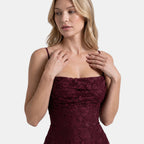 Women's Maxi Dress with Ruched Bodice and Spaghetti Straps
