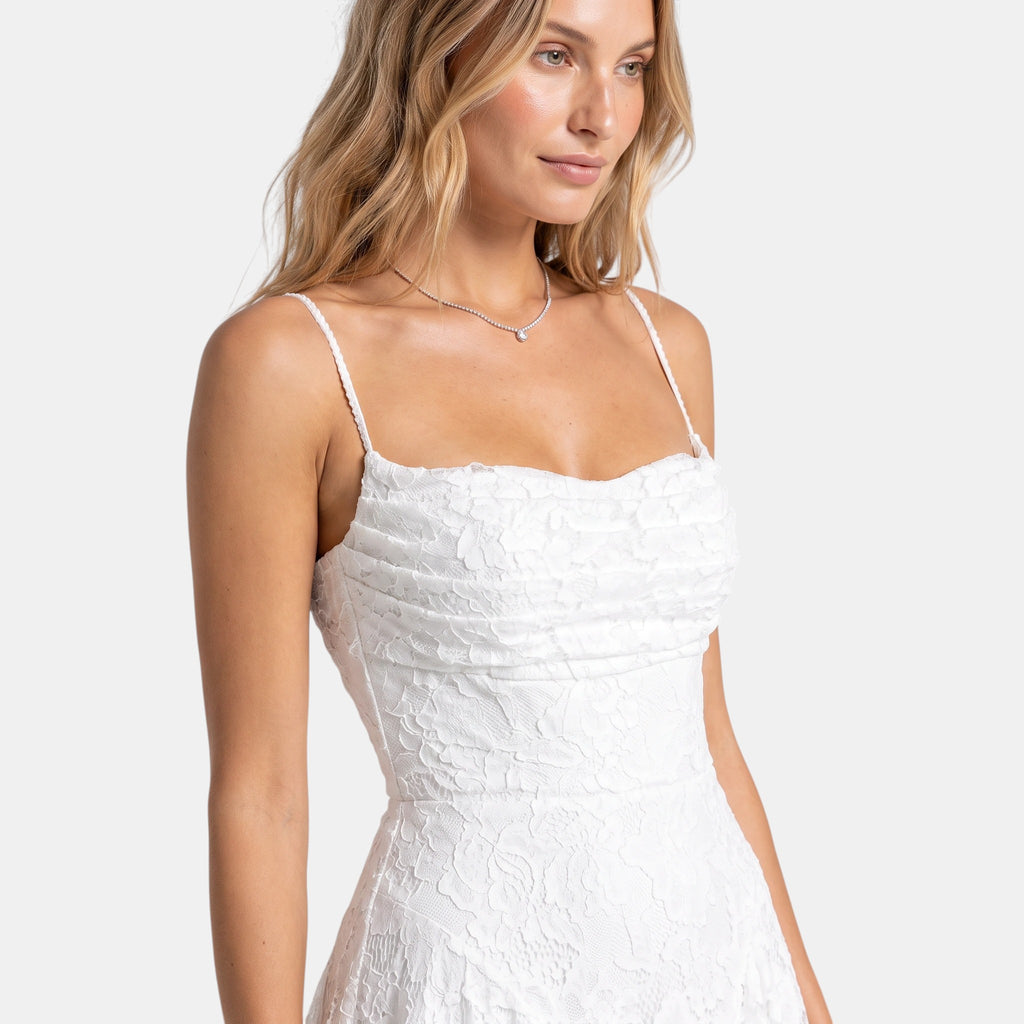 Women's Maxi Dress with Ruched Bodice and Spaghetti Straps