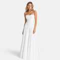 Women's Maxi Dress with Ruched Bodice and Spaghetti Straps