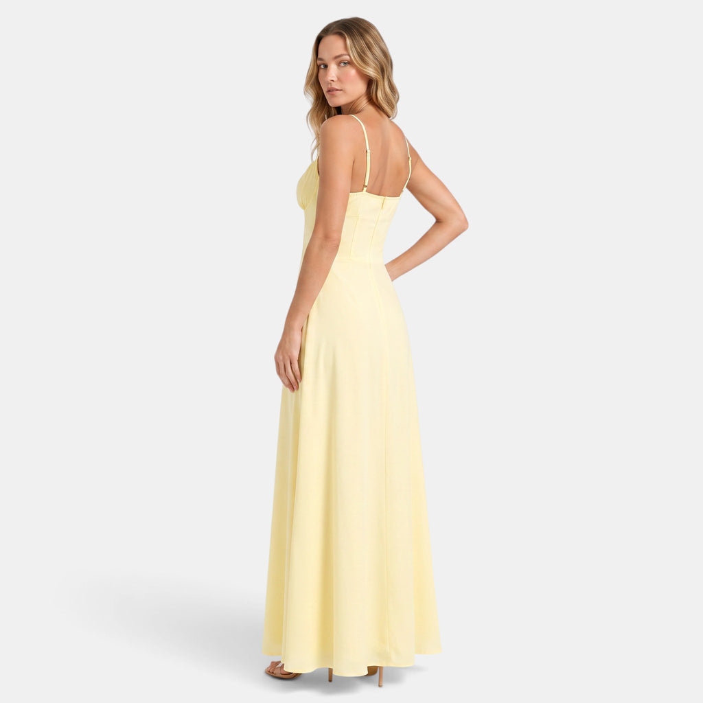 Women's Maxi Dress with Spaghetti Straps and Corset Bodice