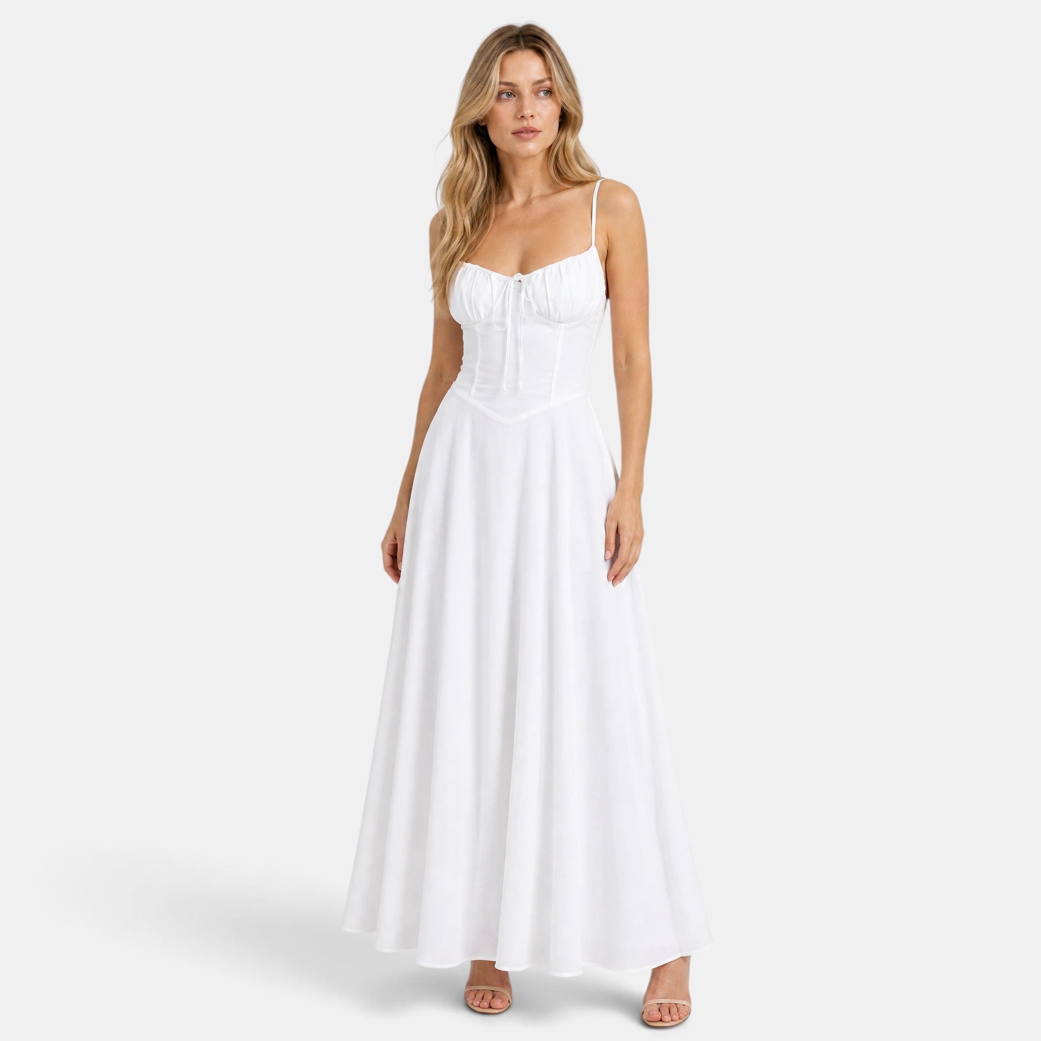 Women's Maxi Dress with Spaghetti Straps and Corset Bodice