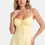 Women's Maxi Dress with Spaghetti Straps and Corset Bodice