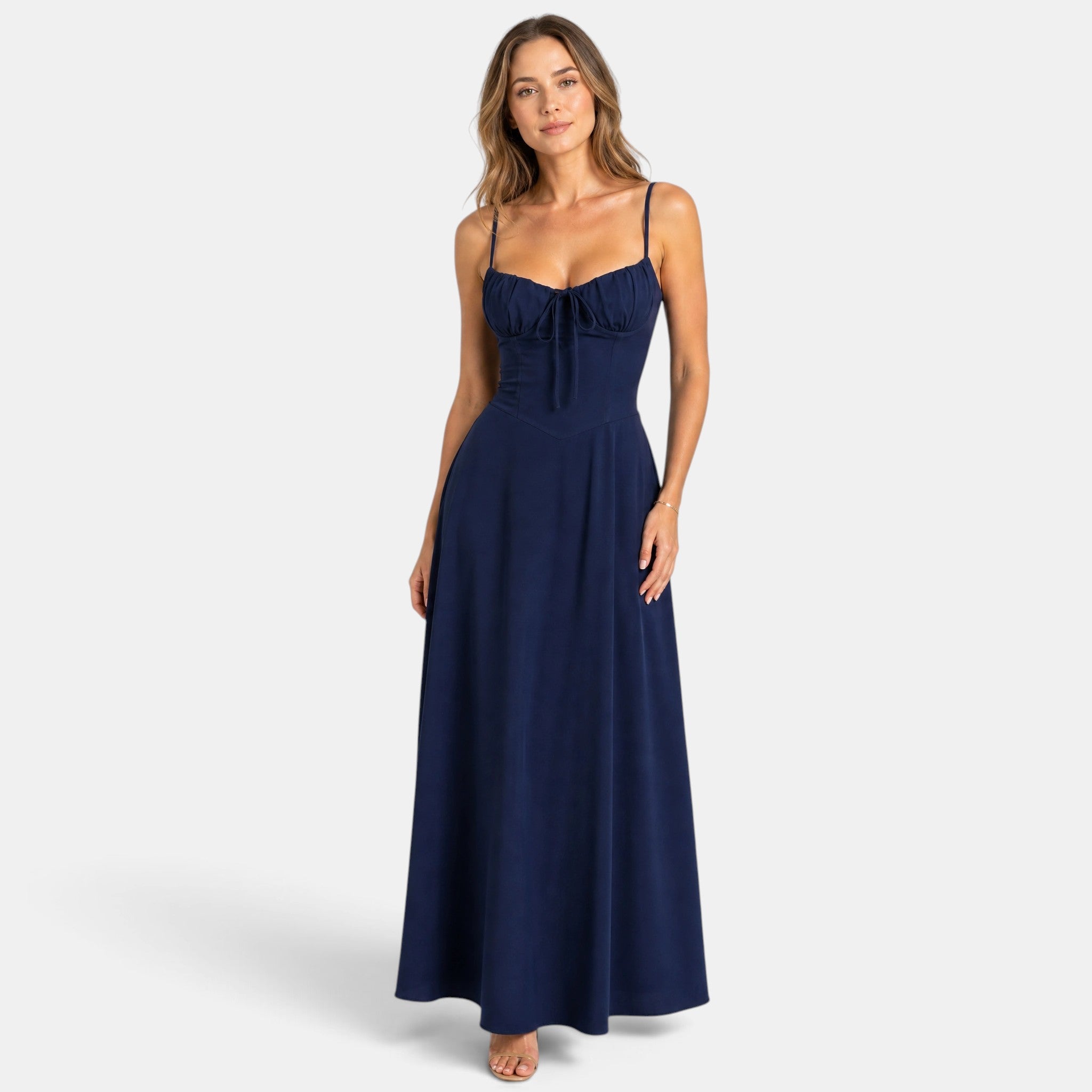 Women's Maxi Dress with Spaghetti Straps and Corset Bodice