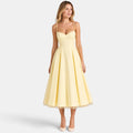 Women's Midi Dress with Spaghetti Straps and Pleated Skirt