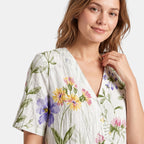 Women's Midi Dress with V Neck, Short Sleeves and Pockets