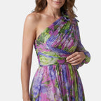 Women's One Shoulder Floral Maxi Dress Elegant Occasion Wear SnugBubs Australia