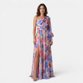Women's One Shoulder Floral Maxi Dress Elegant Occasion Wear SnugBubs Australia