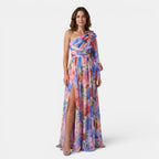 Women's One Shoulder Floral Maxi Dress Elegant Occasion Wear SnugBubs Australia