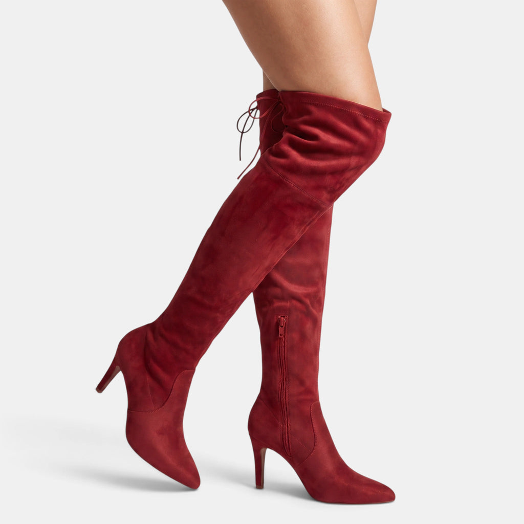 Women's Over the Knee Boots with Pointed Toe Zip Closure and High Heel