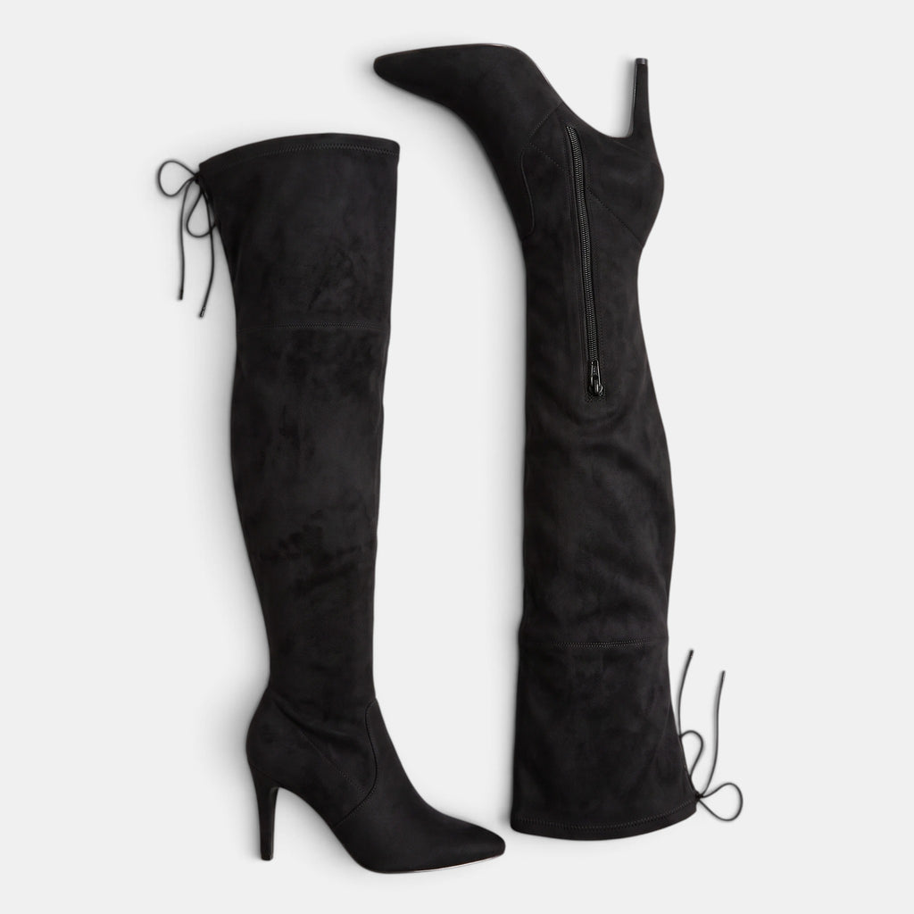Women's Over the Knee Boots with Pointed Toe Zip Closure and High Heel