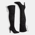 Women's Over the Knee Boots with Pointed Toe Zip Closure and High Heel