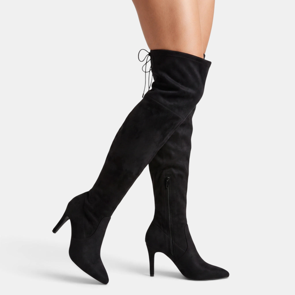 Women's Over the Knee Boots with Pointed Toe Zip Closure and High Heel