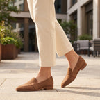 Women's Penny Loafers with Apron Toe and Slip On Design